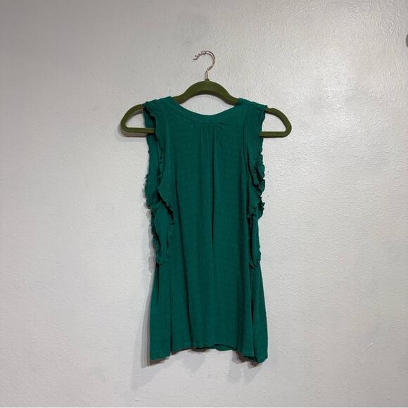 Anthropologie Maeve Green Swiss Dot Sleeveless Blouse Sz M - Picture 2 of 11